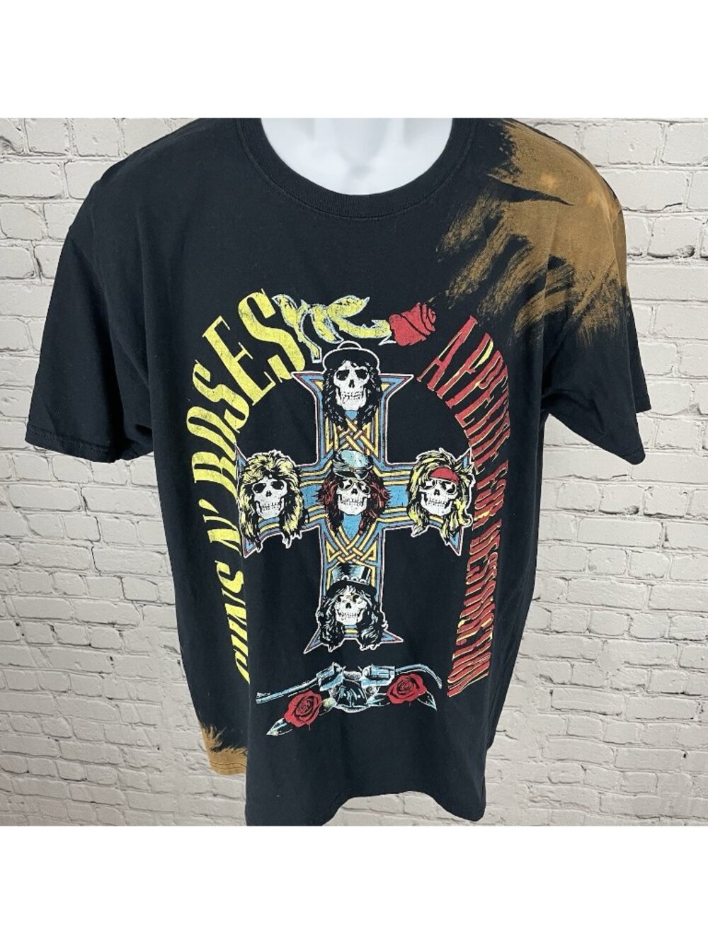 Guns N’ Roses Black Appetite For Destruction Skulls Band T-Shirt Size Large L